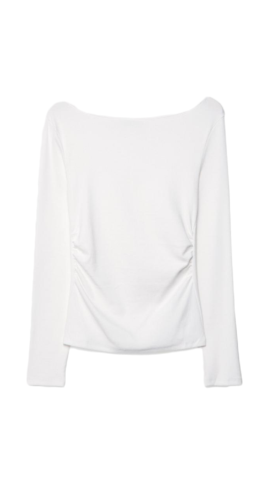 White Gathered Top