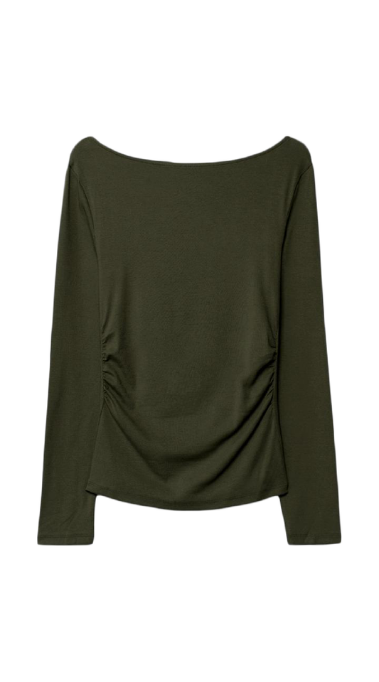 Olive Gathered Top